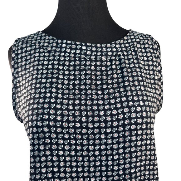 Loft Size Small Sleeveless Blue & White Patterned Top - Picture 2 of 7